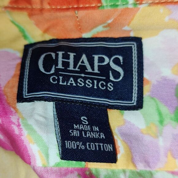 Chaps Classic bright floral beachy summer party button down shirt Sz S - Picture 4 of 4